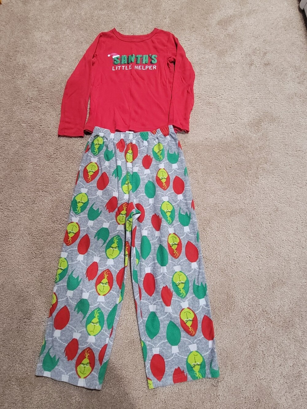 Kids Red "Santa's Little Helper" Holiday Grinch Pajama Outfit